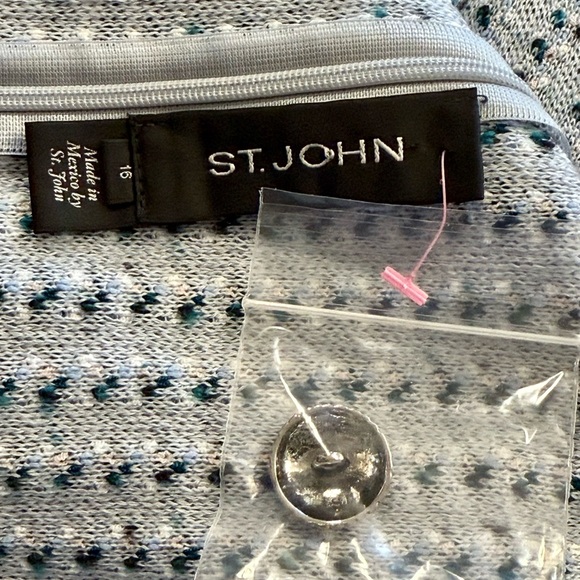 St. John Blue and White Patterned Midi Dress - Picture 13 of 15